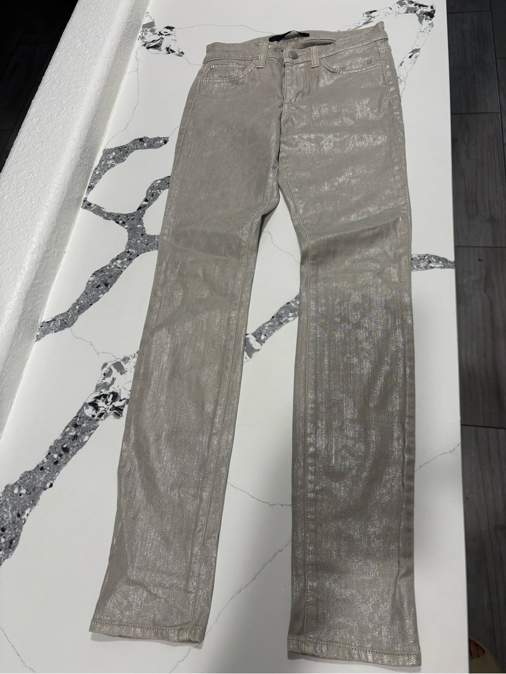 else Metallic Cream Skinny pants